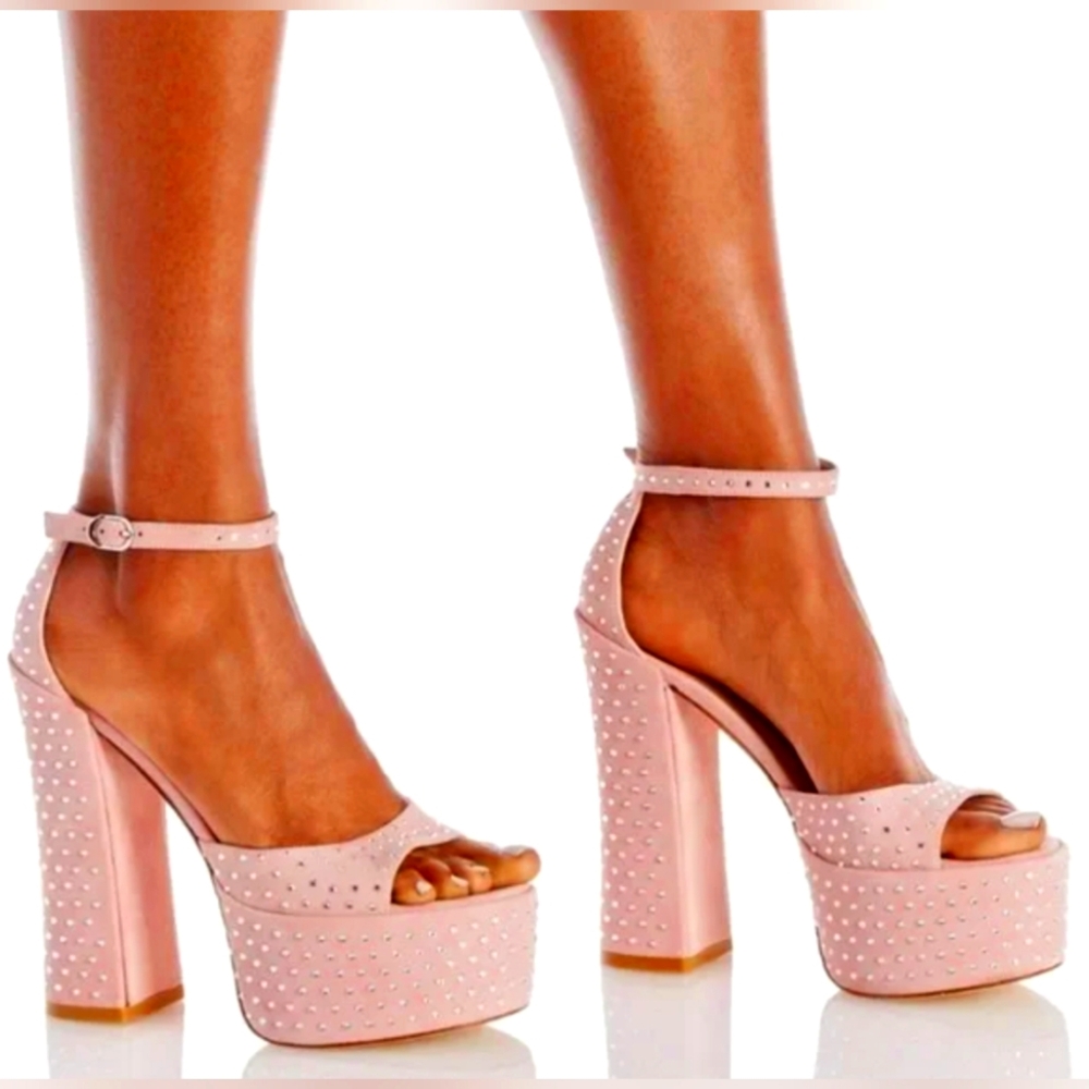 Stuart Weitzman Sky High Platform Sandals Sue/Crystal Size 39/US8.5B NEW